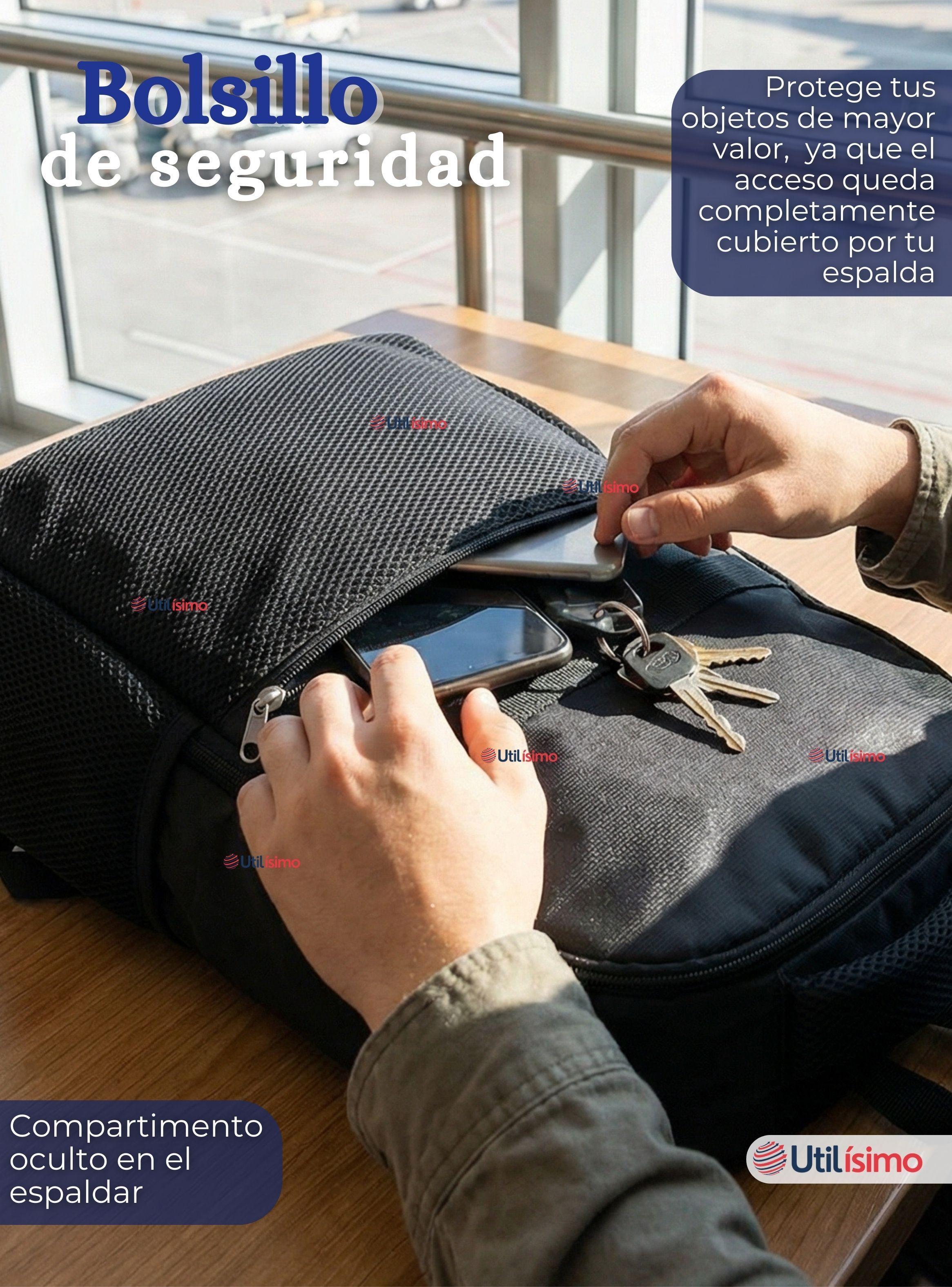 Mochila Escolar Universitaria Notebook Impermeable Resistente 53cm Negro 28L-5