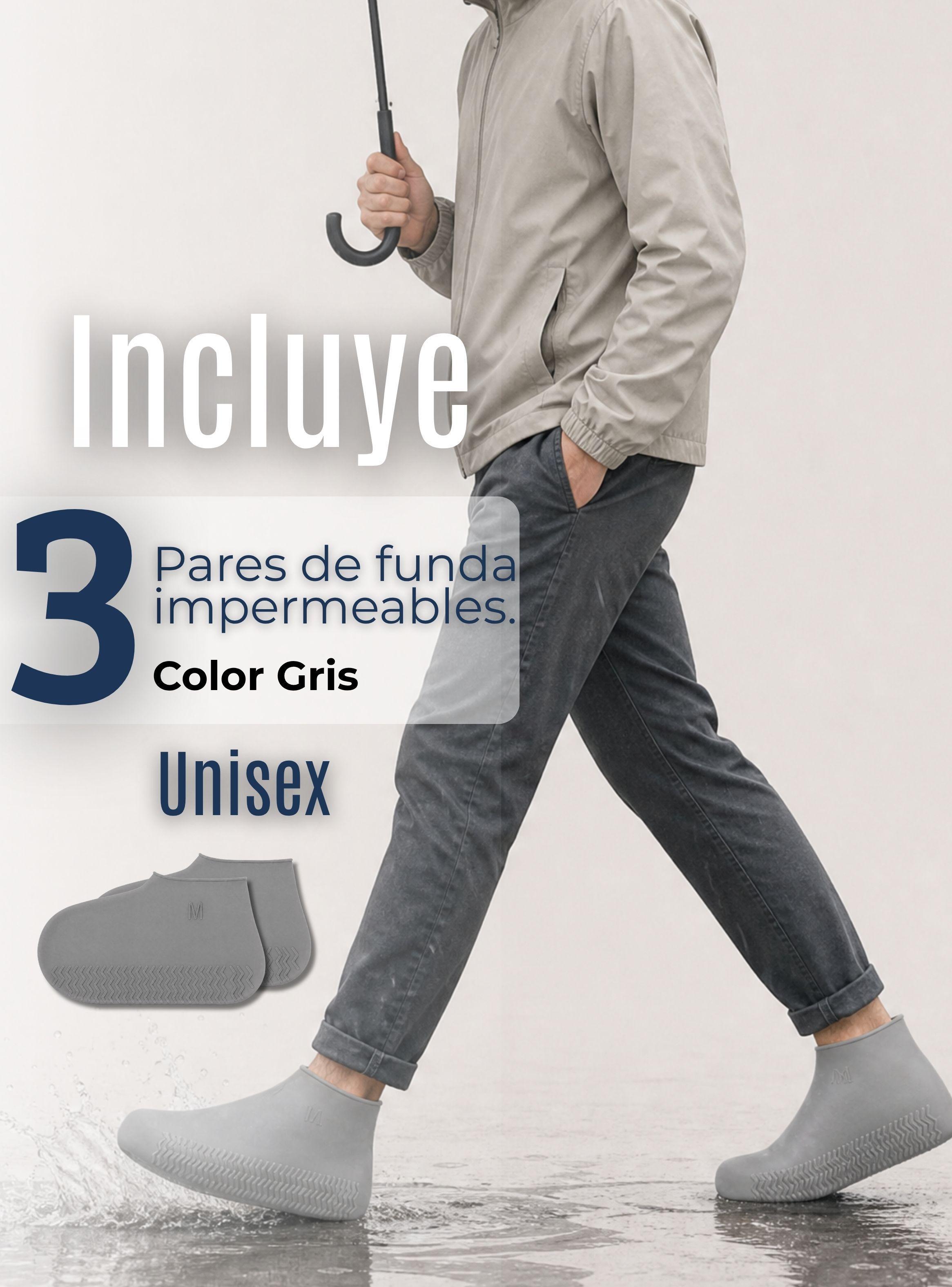 Pack 3 Pares Fundas Cubre Zapatos Gris Impermeable Surtidas Silicona Antideslizante-2