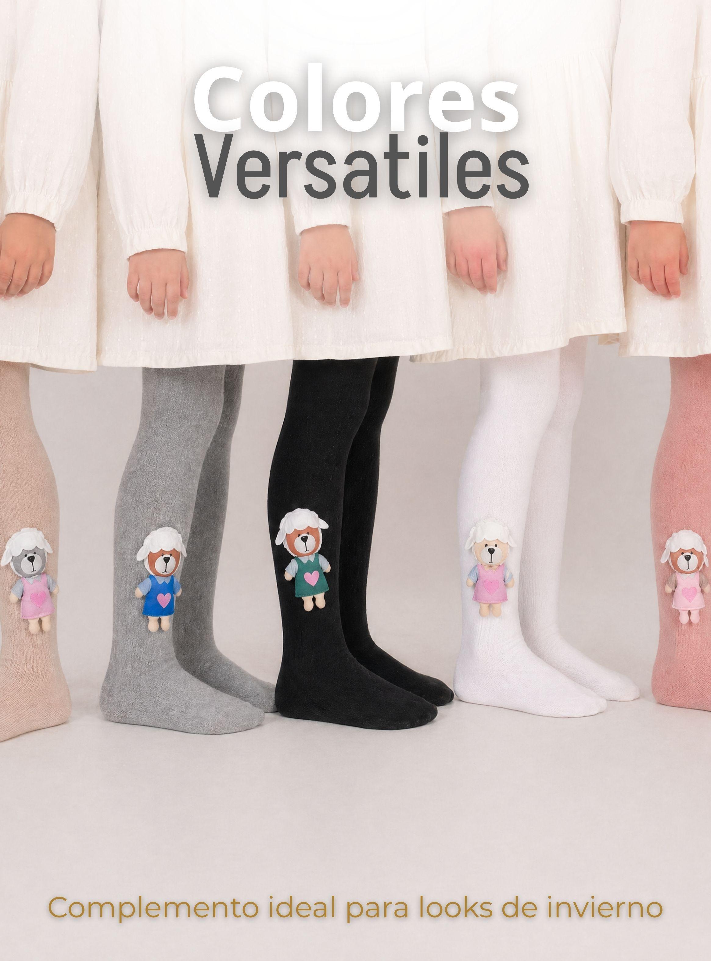 Pack 3 Pantys 3D Osito Tejida Niña Ballerina 78% Algodón Premium Color Surtido-7