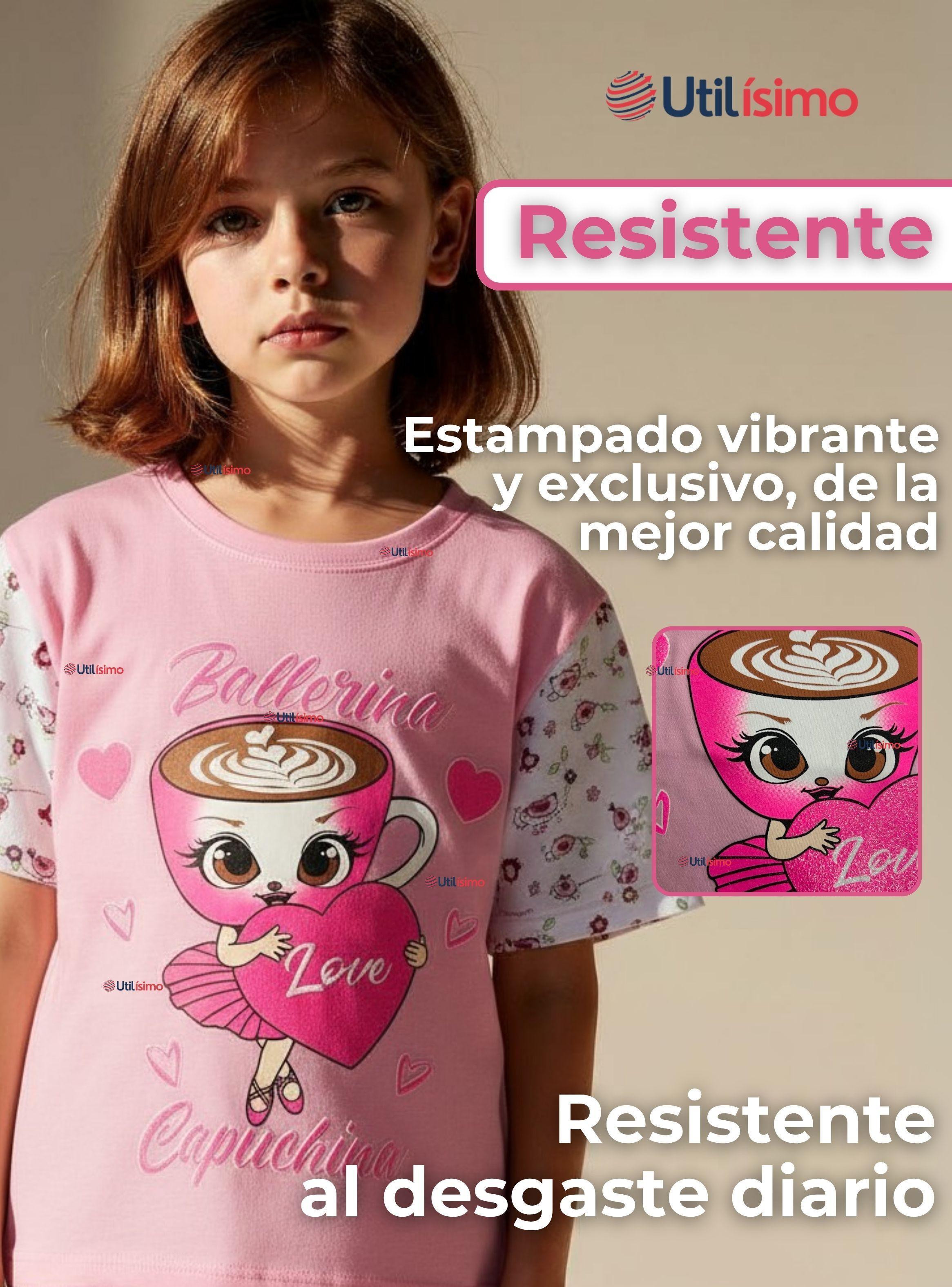 Polera Brainrots 100% Algodón Manga Corta Niña Tralalero Rosado-3