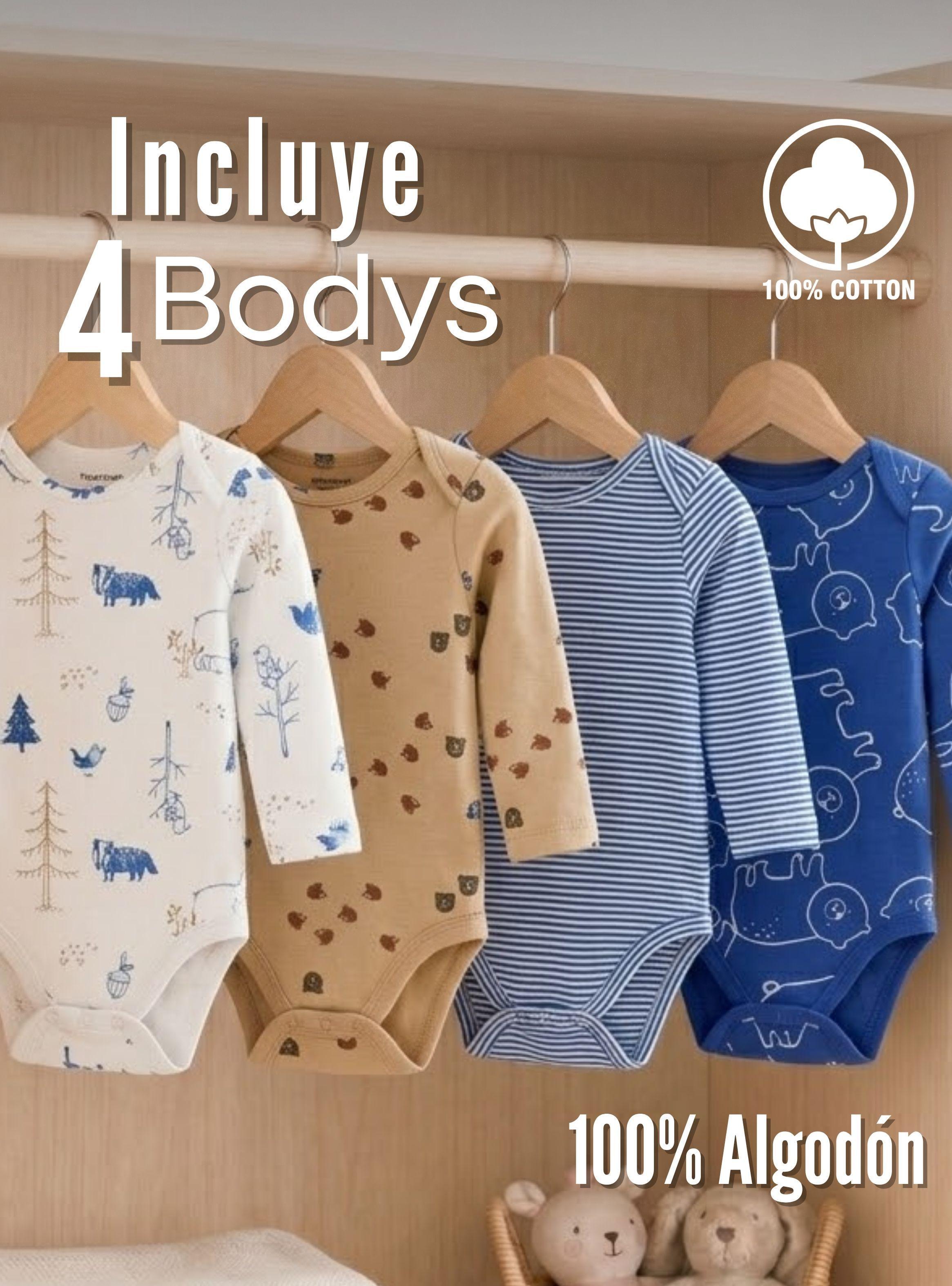 Pack 4 Bodys Manga Larga 100% Algodón Tedmimak Aventure Nature Bebé Niño-2