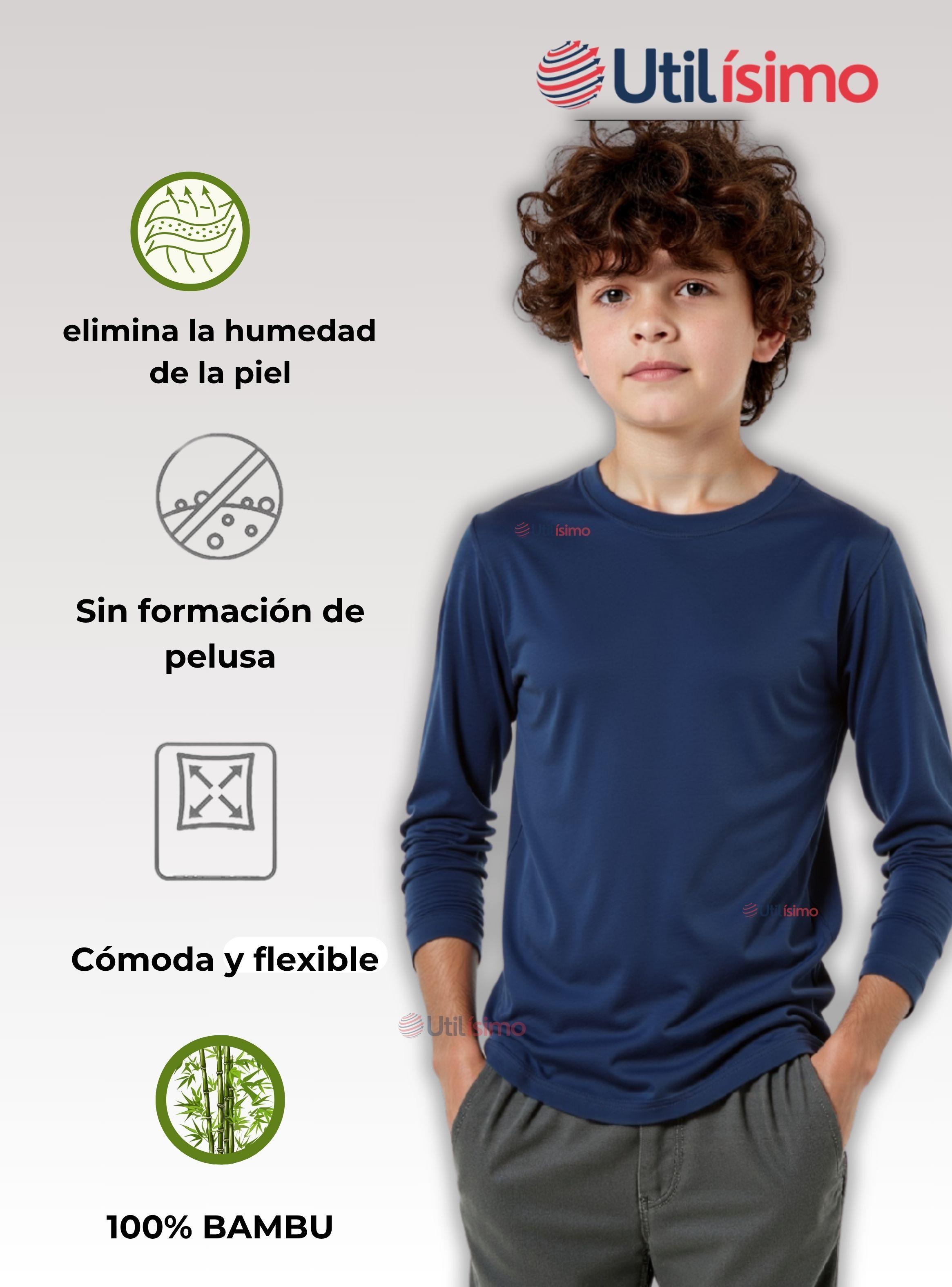 Pack 3 Camiseta Cuello Redondo Bambú Juvenil Polera Colores Surtidos-3