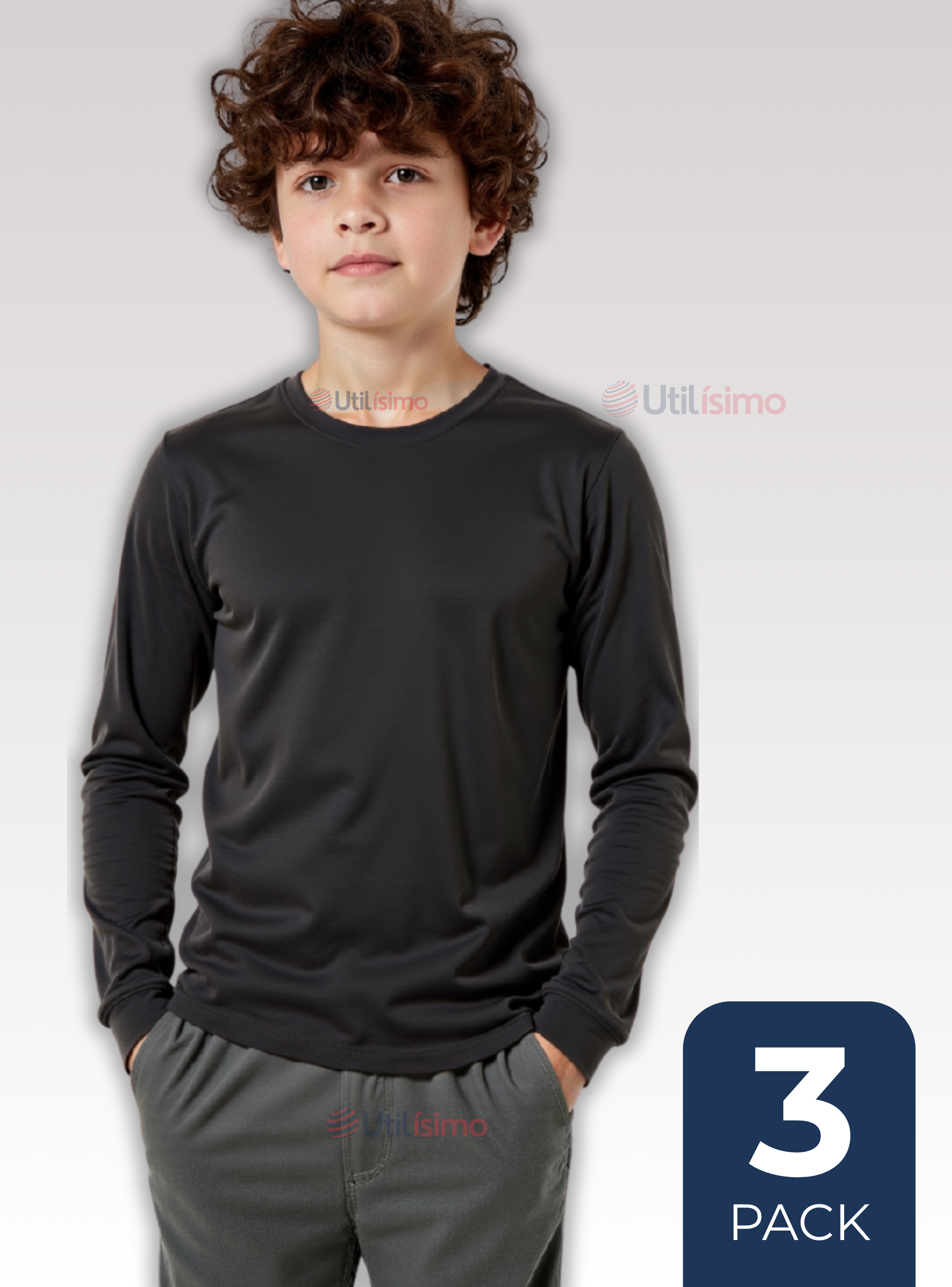 Pack 3 Camiseta Cuello Redondo Bambú Juvenil Polera Colores Surtidos-0