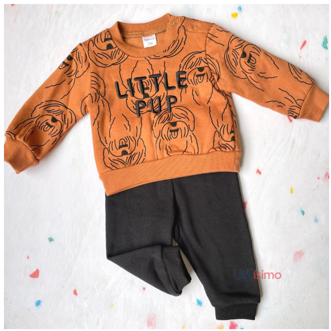 Conjunto 2 Prendas Poleron Pantalon Bebe Niño Tedmimak Puppy-1
