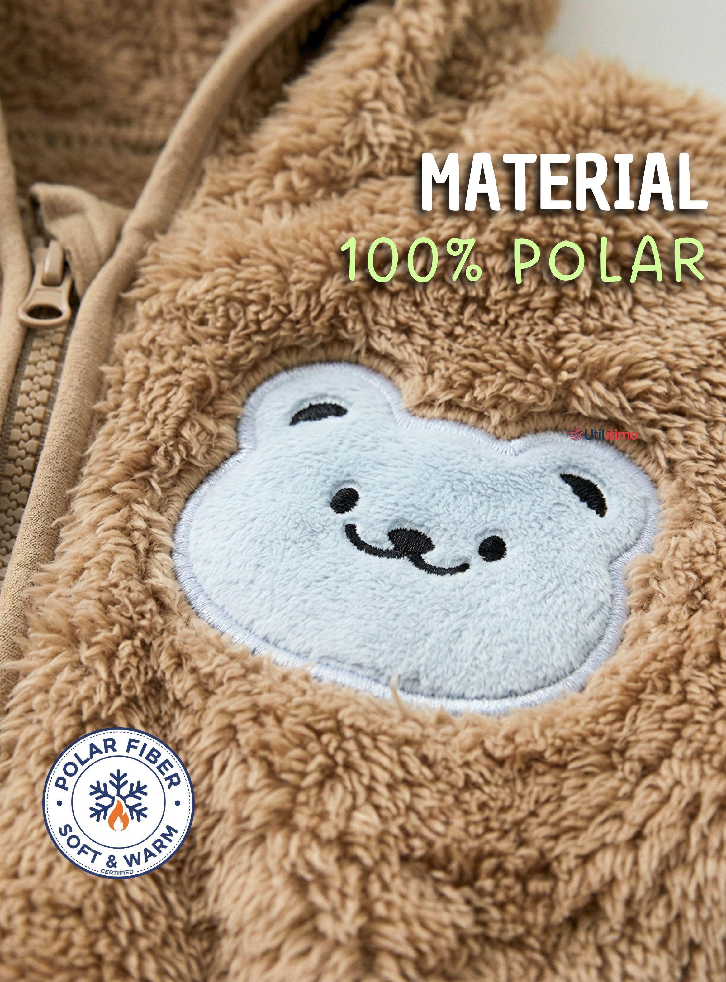 Chaqueta Polerón Con Capucha Forro Polar de Niño Bebe Abrigo Invierno Brown Bear-7