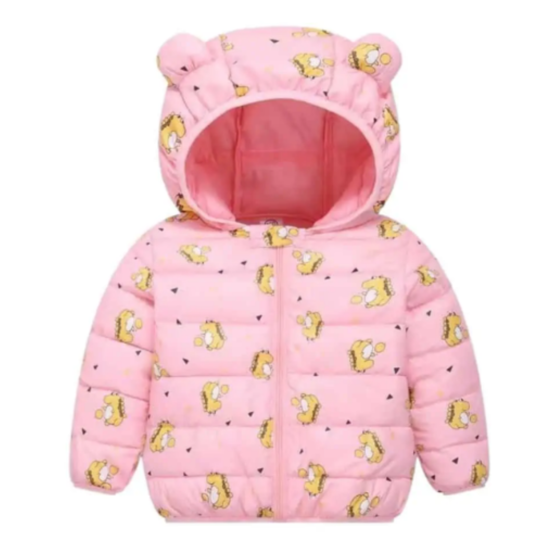 Parka Con Capucha Y Mangas Larga Niña Dinosaurio Rosa Jump Kids-0