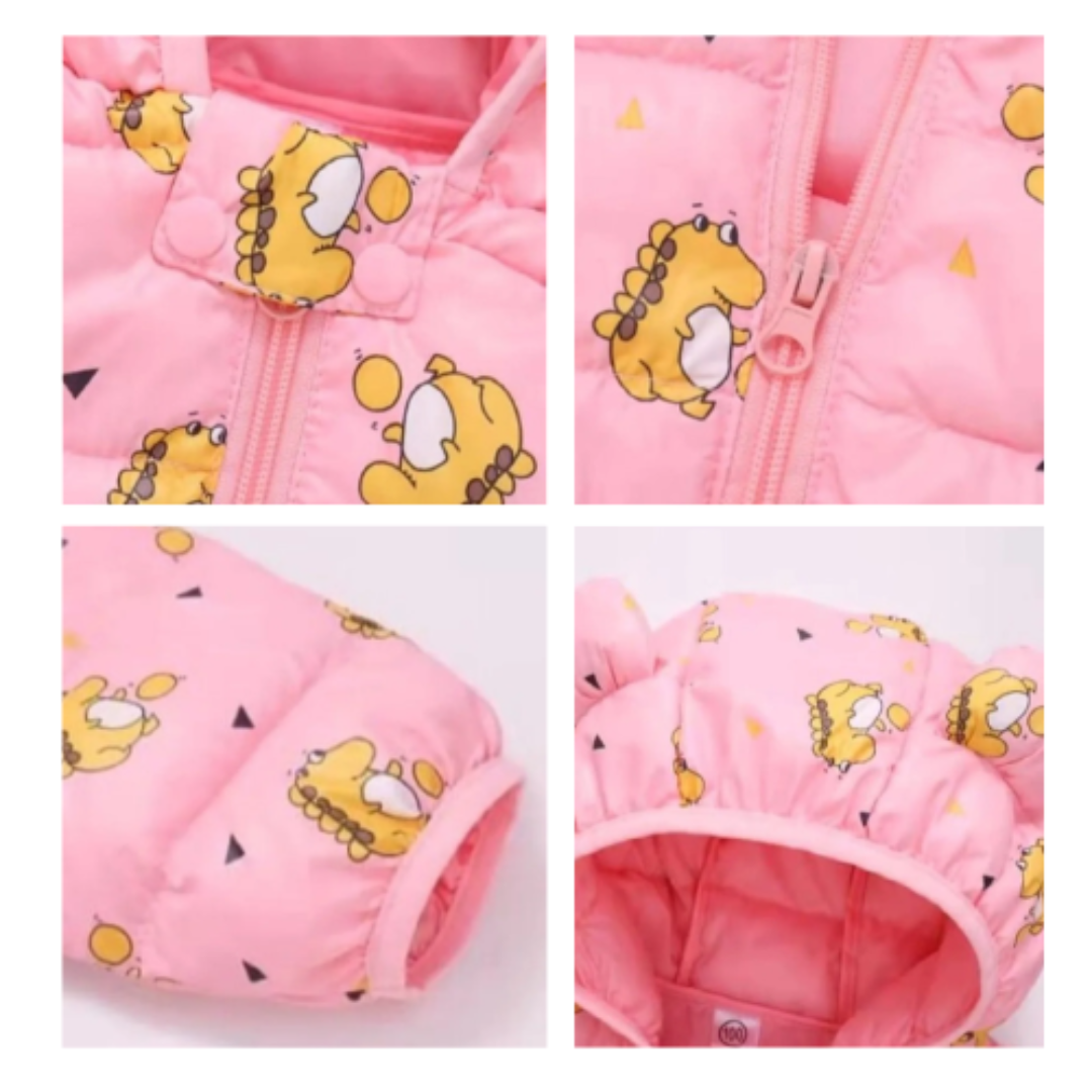 Parka Con Capucha Y Mangas Larga Niña Dinosaurio Rosa Jump Kids-2