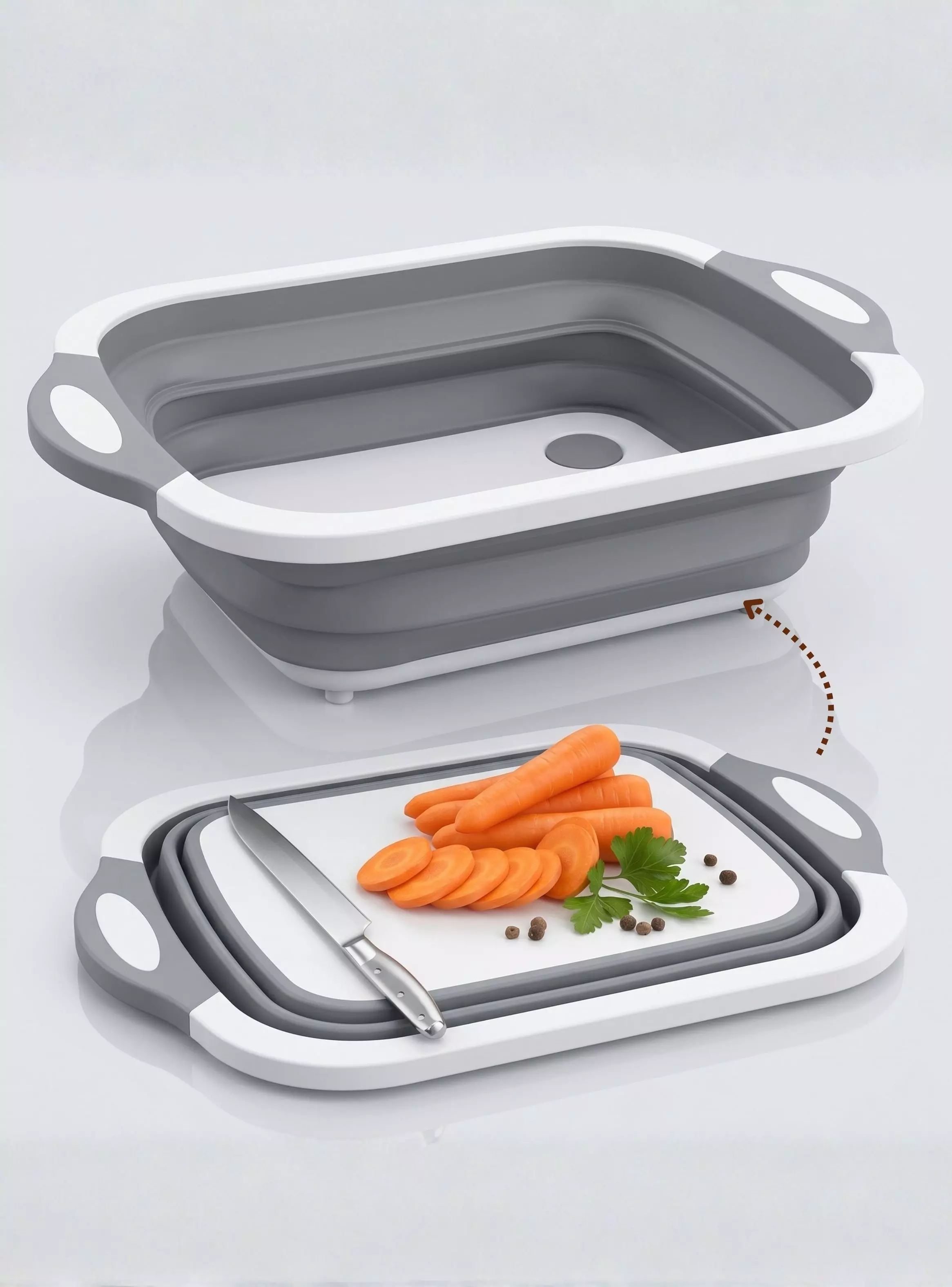 Tabla De Picar Plegable 3 En 1 Drenaje Multiusos Cocina Silicona-0