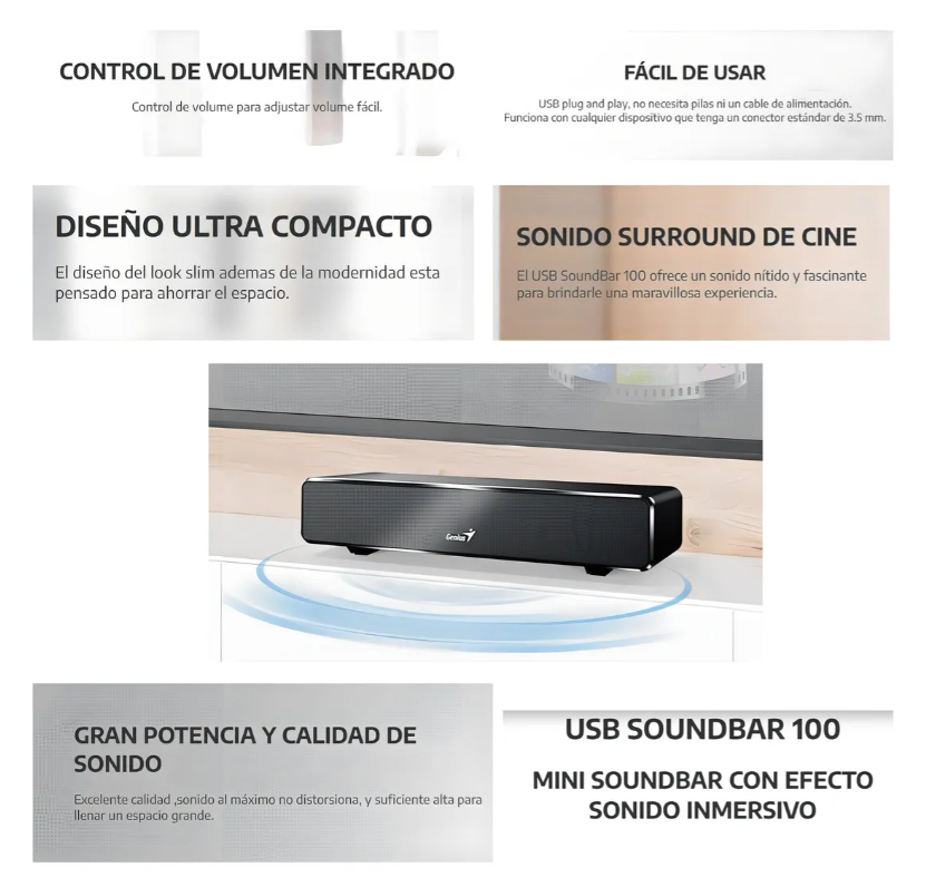 GENIUS SOUNDBAR MULTIMEDIA USB SOUNDBAR 100-5