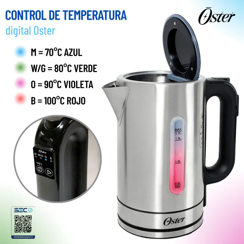 Hervidor El ctrico Oster Digital 1 7l Acero Inoxidable-4
