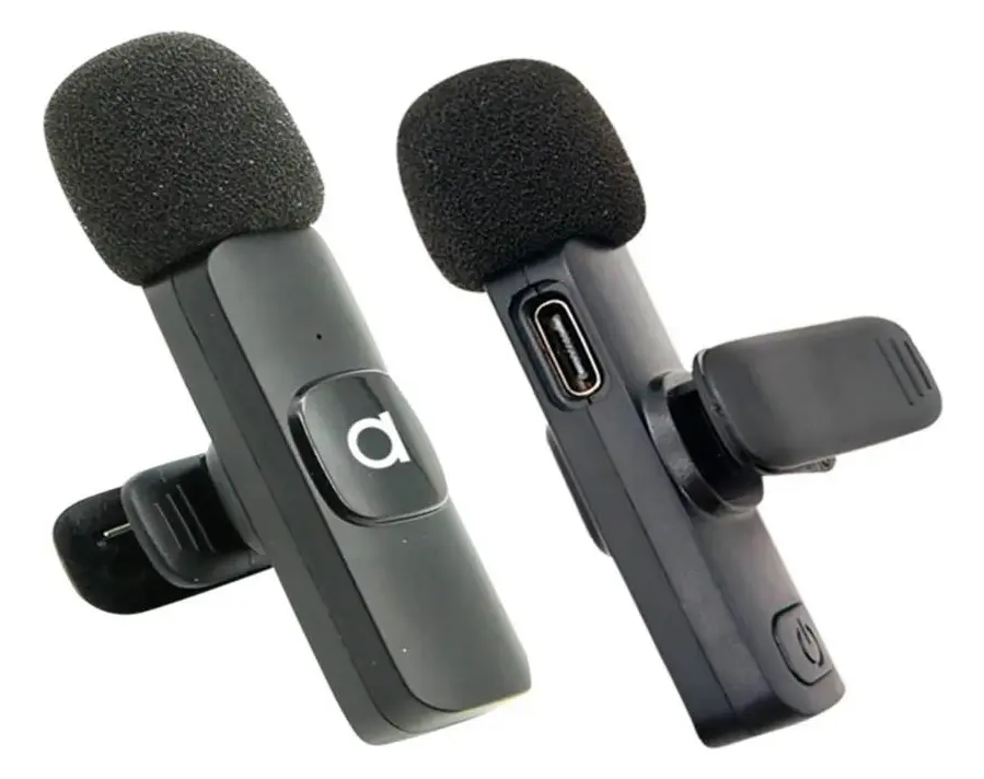 2 Microfonos Solapa Inalambricos Usb C Smartphone Audiolab Negro-0