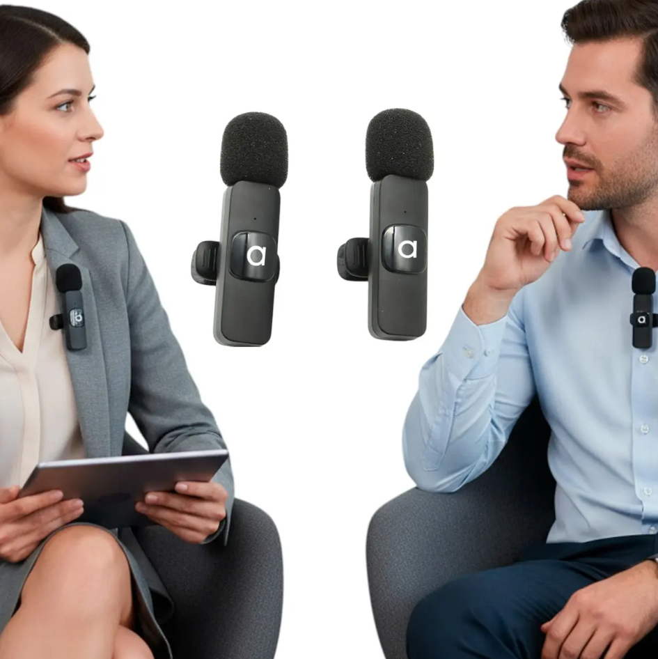2 Microfonos Solapa Inalambricos Usb C Smartphone Audiolab Negro-1