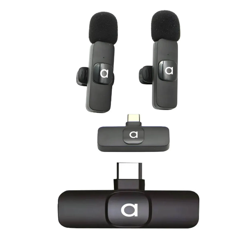 2 Microfonos Solapa Inalambricos Usb C Smartphone Audiolab Negro-2