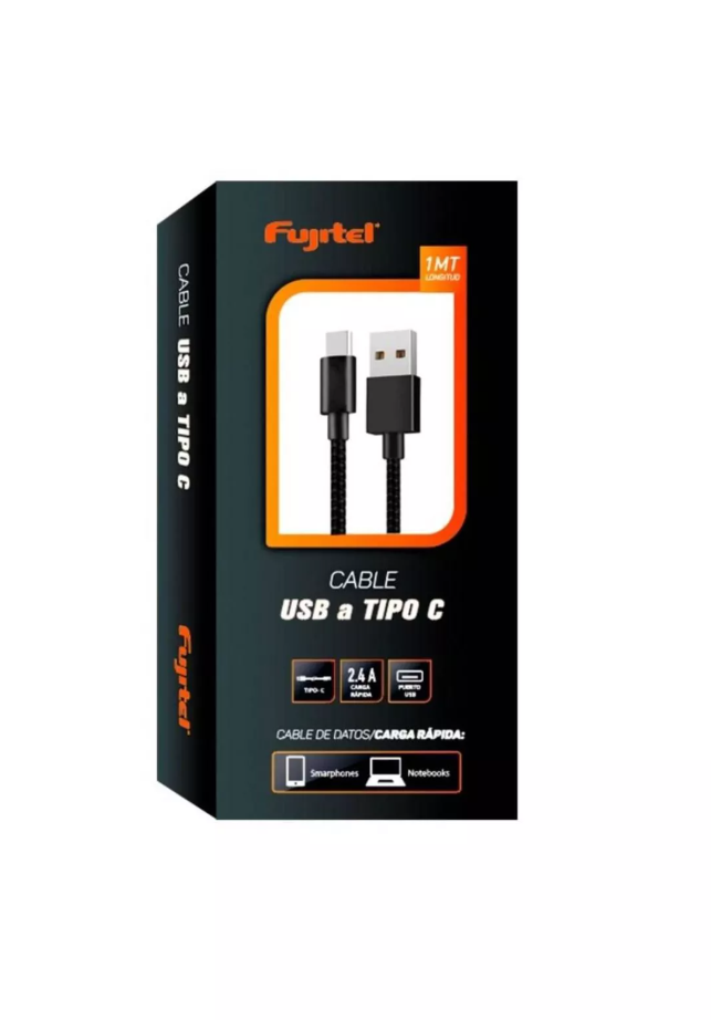 Cable Usb Tipo C Carga R pida 2 4a Type C 1mt Negro-2