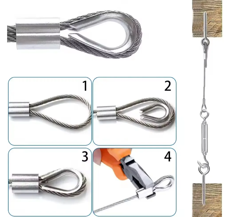 Kit De Cable Tensor De Acero De 30 M Gancho Galvanizado Plateado-2