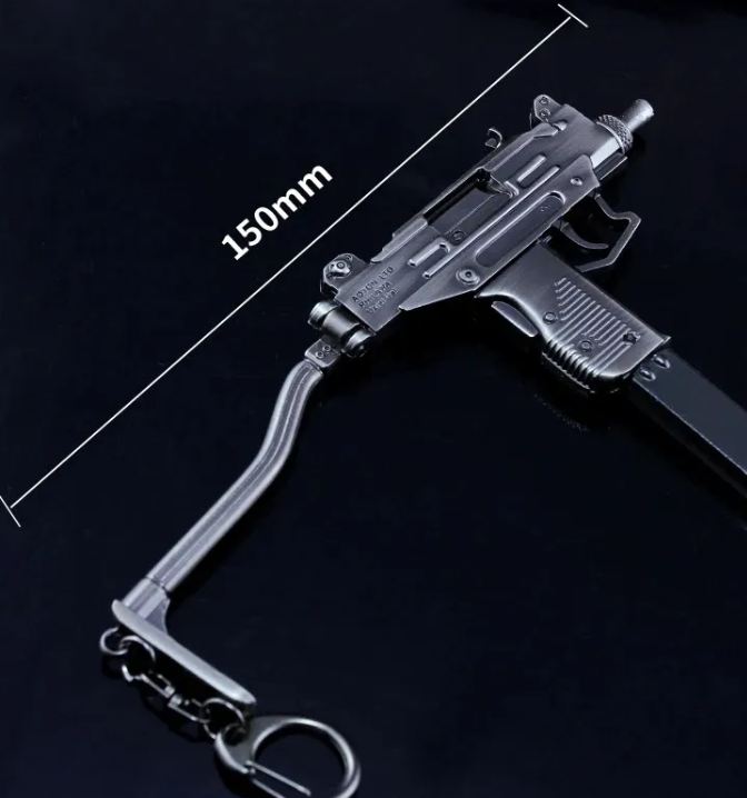 Llavero Subametralladora Uzi Escala Metal Gris Oscuro-5
