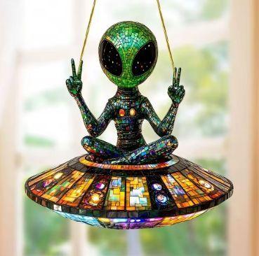 Atrapasol Alienígena Bohemio – Adorno Colgante Plano 2D de OVNI para Decoración de Interiores y Exte-2