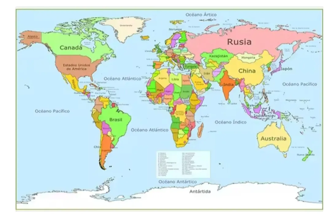 Mapa Mundi (225 Cm X 150 Cm ) Tonos Claros Multicolor Tonos Verde /amarillo-2