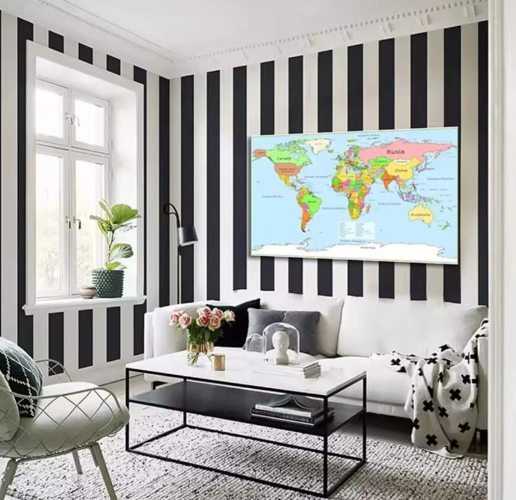 Mapa Mundi (225 Cm X 150 Cm ) Tonos Claros Multicolor Tonos Verde /amarillo-5