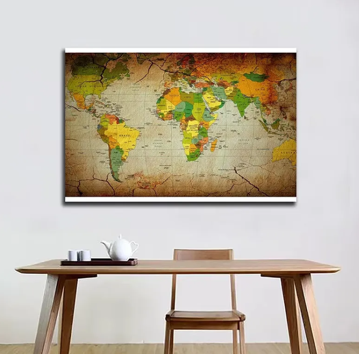 Mapa Mundi Clasico (225 Cm X 150 Cm ) Color Tipo Sephia Sin Banderas-5