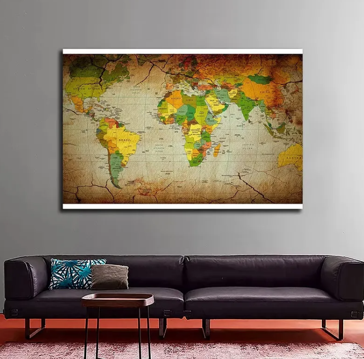 Mapa Mundi Clasico (225 Cm X 150 Cm ) Color Tipo Sephia Sin Banderas-2