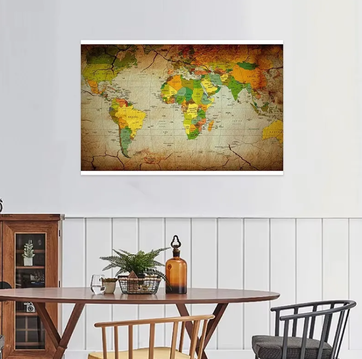 Mapa Mundi Clasico (225 Cm X 150 Cm ) Color Tipo Sephia Sin Banderas-3