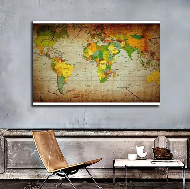 Mapa Mundi Clasico (225 Cm X 150 Cm ) Color Tipo Sephia Sin Banderas-4