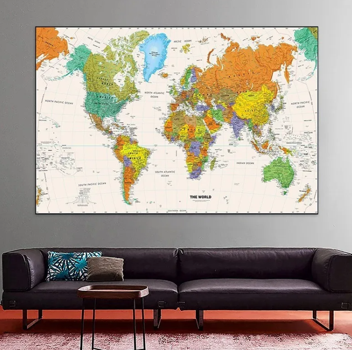 Mapa Mundi (150 X 100 Cm ) Colorido Multicolor-2