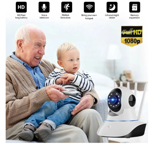 Camara Ip Wifi Hd Motorizada Audio Vision Nocturna 360° Blanco-2