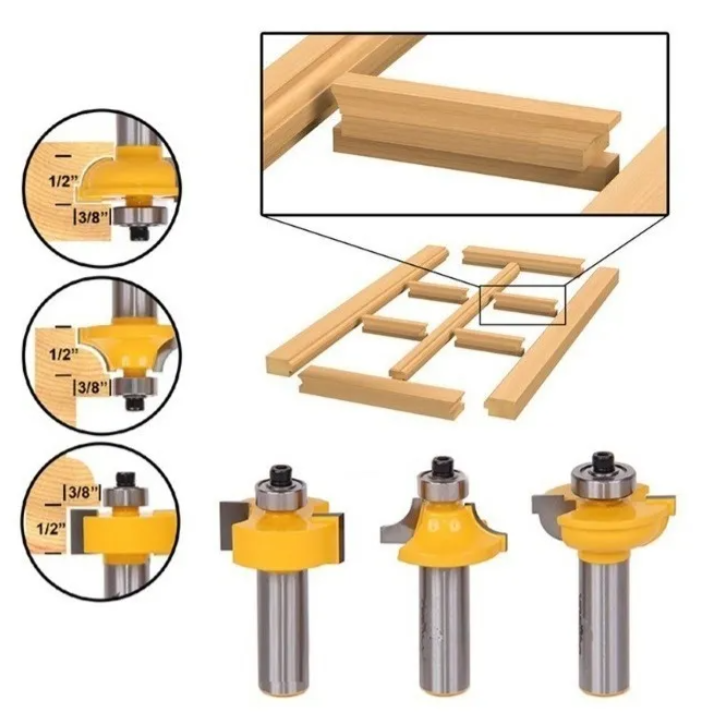 Set De 3 Fresas Tupi De 1/2 Para Puertas Y Ventanas.-2