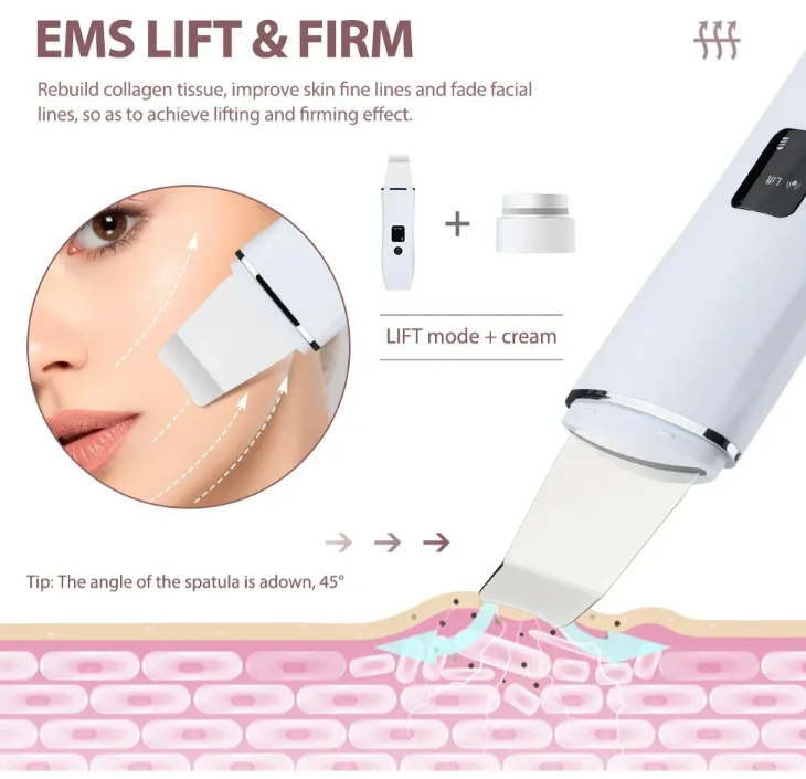 Espátula Peeling Ultrasónica Facial Exfoliante Iones Acné-4