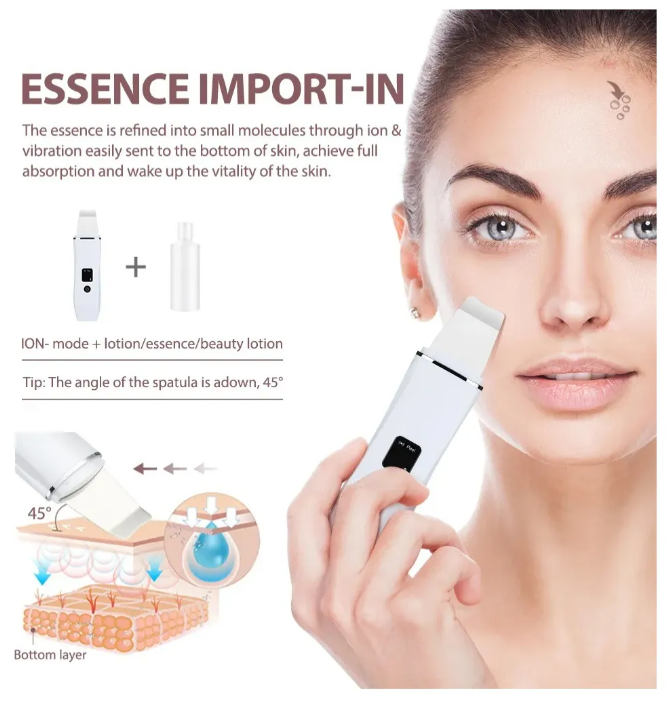 Espátula Peeling Ultrasónica Facial Exfoliante Iones Acné-6