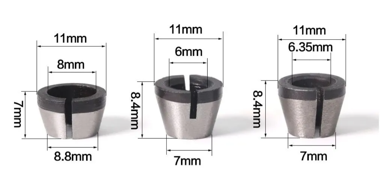 Set De 3 Adaptadores De Fresa Para 1/4 Pulgada, 6 Y 8 Mm-2