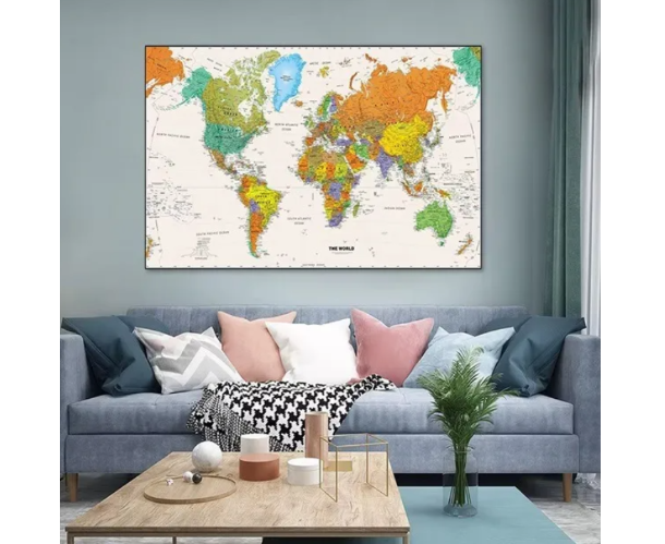 Mapa Mundi (100 X 70 Cm) Colorido-4
