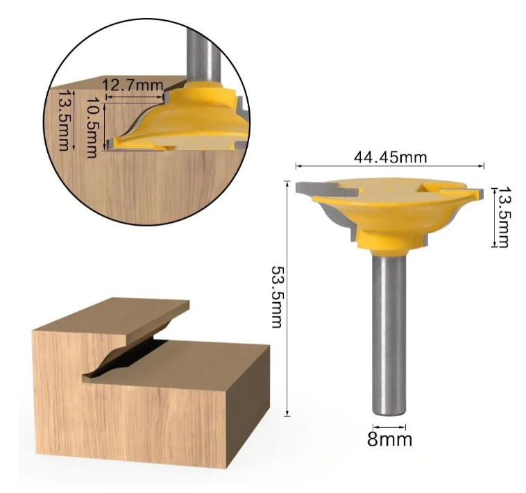 3 Fresas 8 Mm Para Puerta Fresadora Madera-2