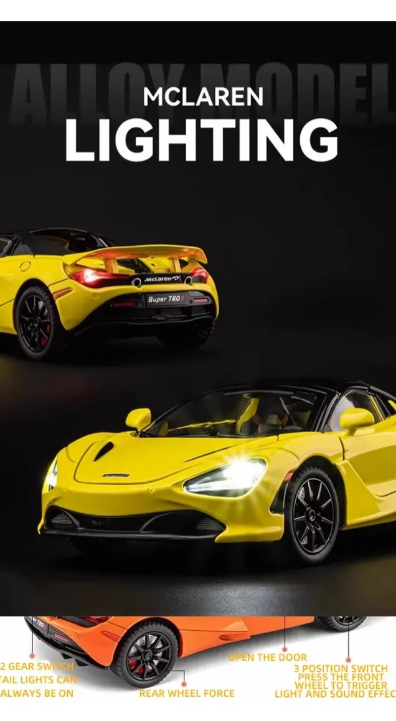 Auto Escala 1:24 Mclaren, Apertura Puertas, Sonido, Luces Negro-5