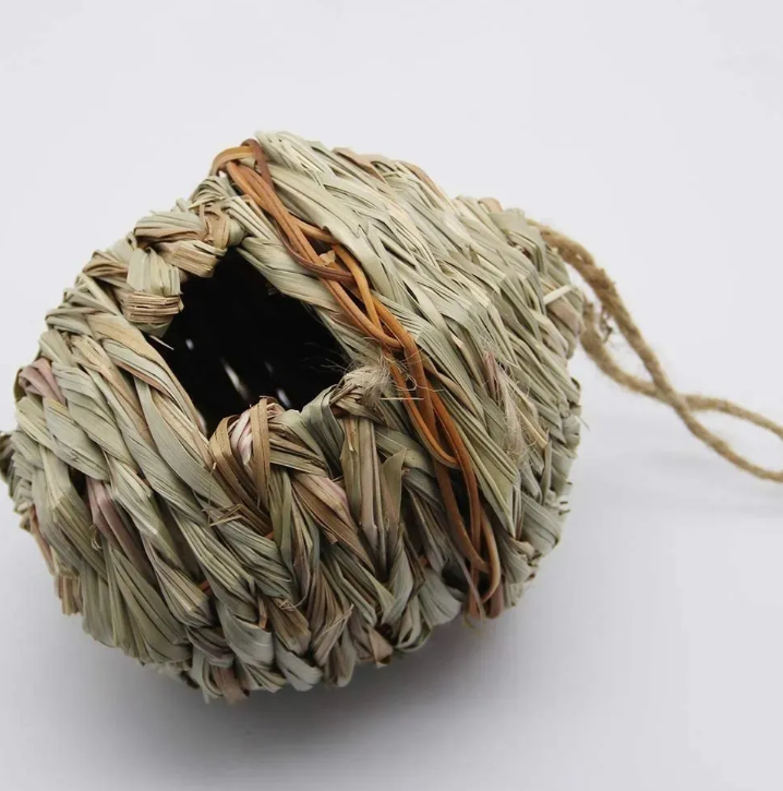 Casa Para Colibríes, Nido De Pájaros Tejido A Mano Marrón Claro-2