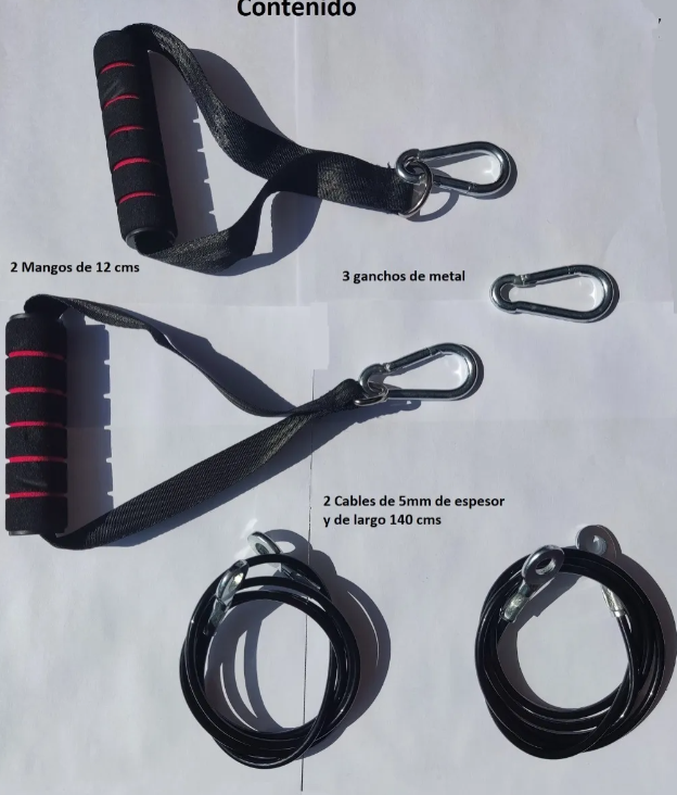 Par Manillas Con Cables Para Polea Accesorio Agarre Gym-3
