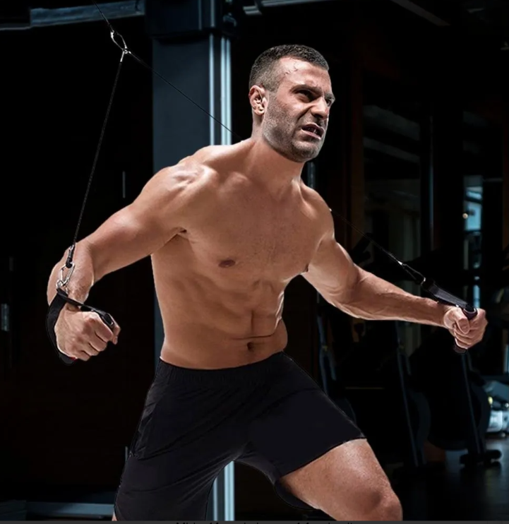 Par Manillas Con Cables Para Polea Accesorio Agarre Gym-4