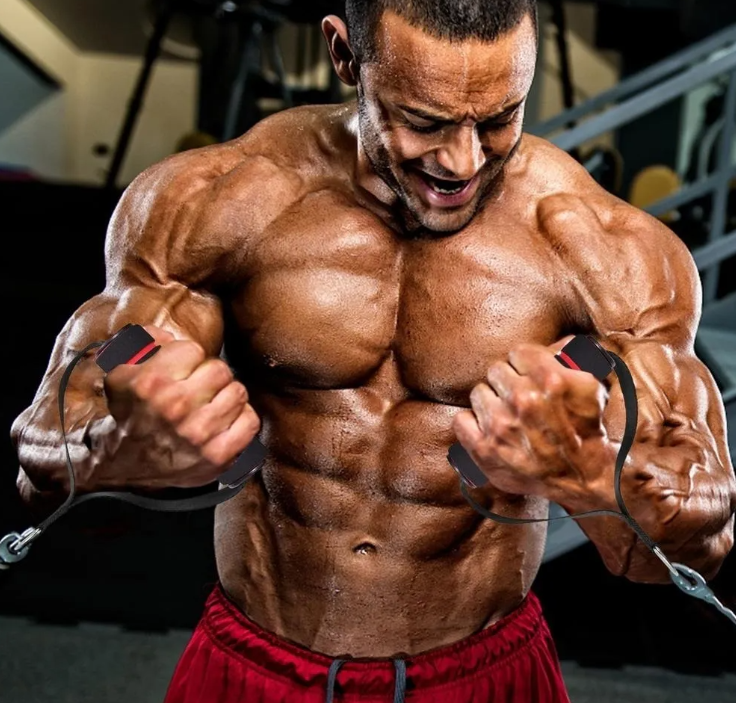 Par Manillas Con Cables Para Polea Accesorio Agarre Gym-5