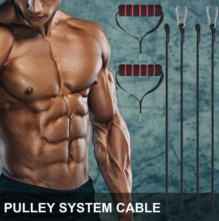 Par Manillas Con Cables Para Polea Accesorio Agarre Gym-6