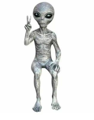 Extraterrestre de resina para jardín y hogar. Decoración original, miniatura resistente al exterior.-5