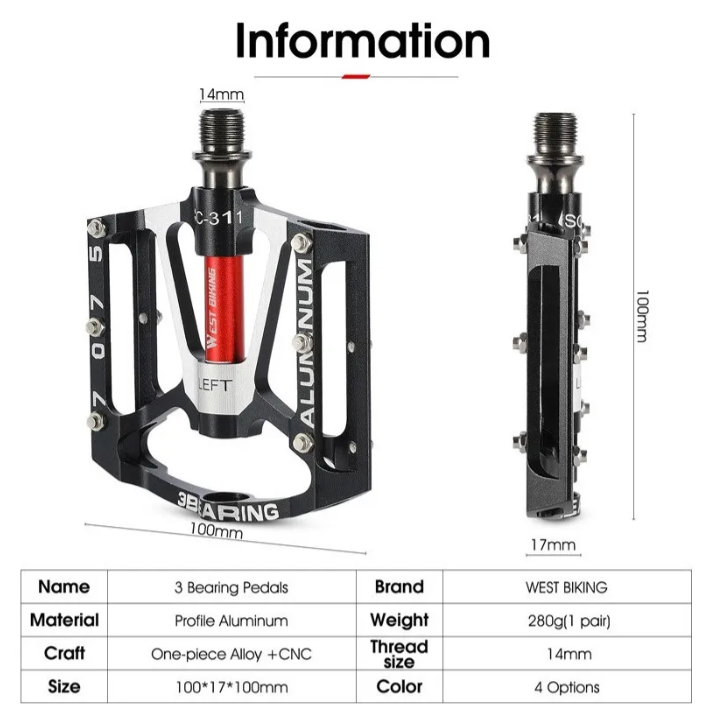 Pedales Ultraligeros 3 Rodamientos Bicicleta De Montaña-2