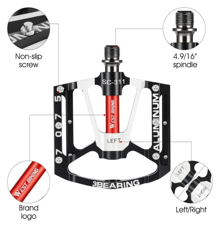 Pedales Ultraligeros 3 Rodamientos Bicicleta De Montaña-5