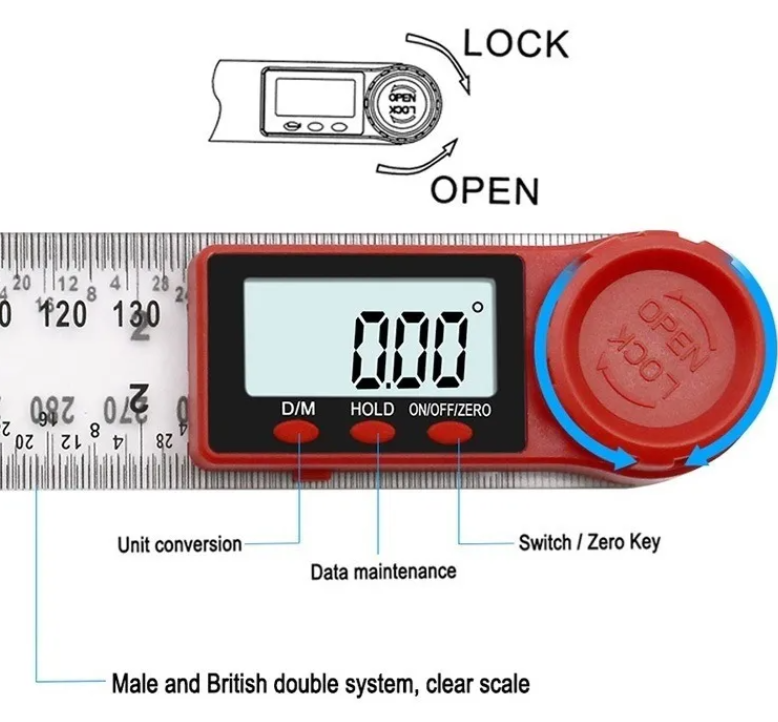 0-300 Mm Regla Digital Ángulo Lcd Electrónico Goniómetro-2