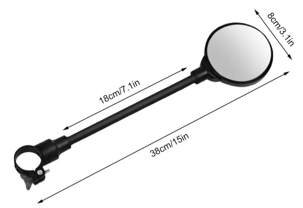 Espejo Retrovisor Bicicleta Convexo Rotación Ajustable 38 Cm-3