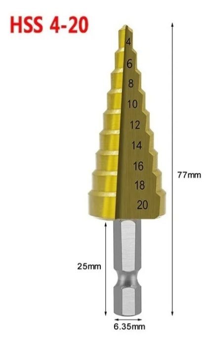 3 Brocas Mechas Cónicas Escalonadas Metal 4-12 4-20 4-32 Mm-5