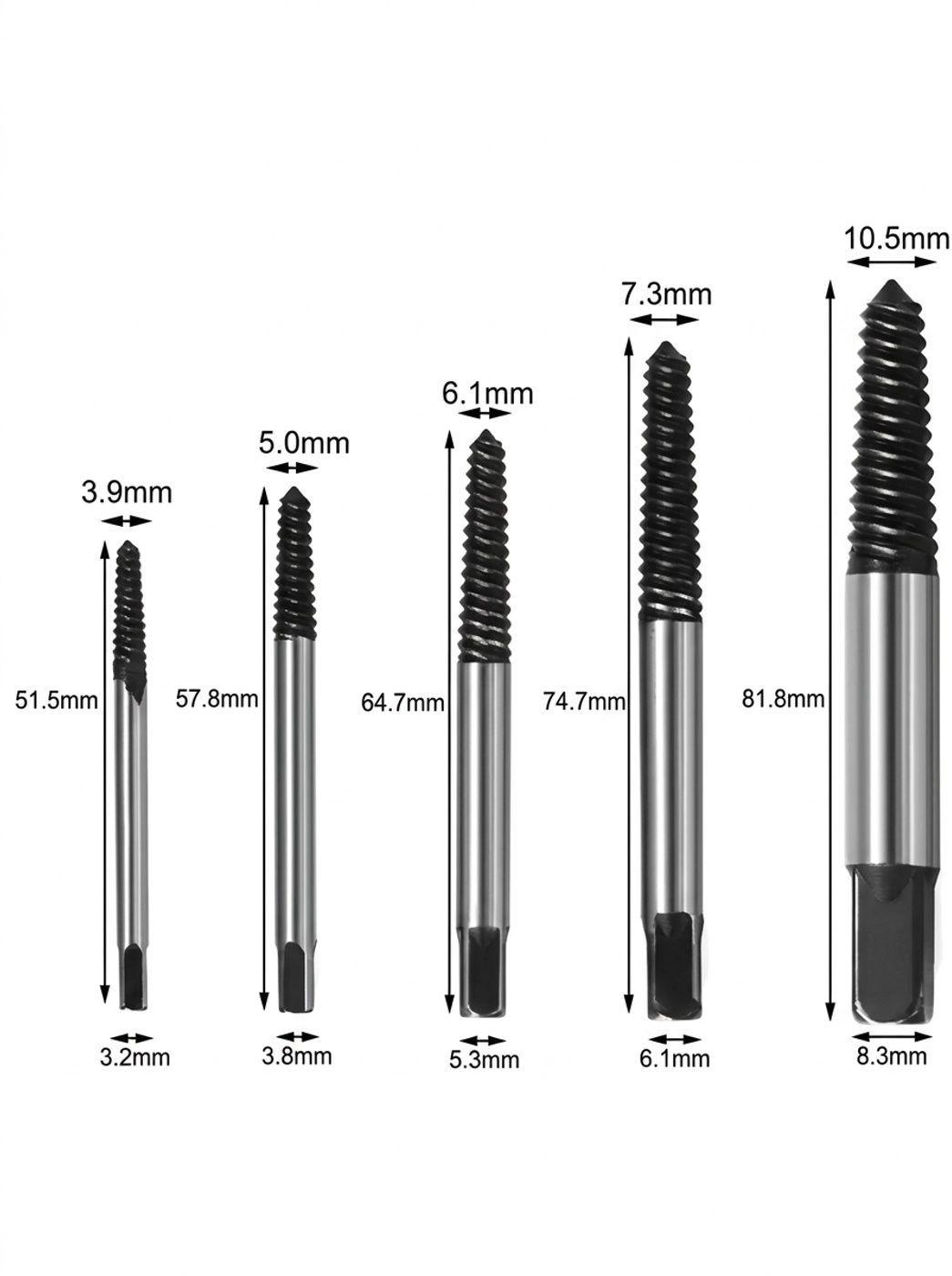 Set 5 Unds Extractor Tornillo Perno Roto - Dañado De Tubería-1