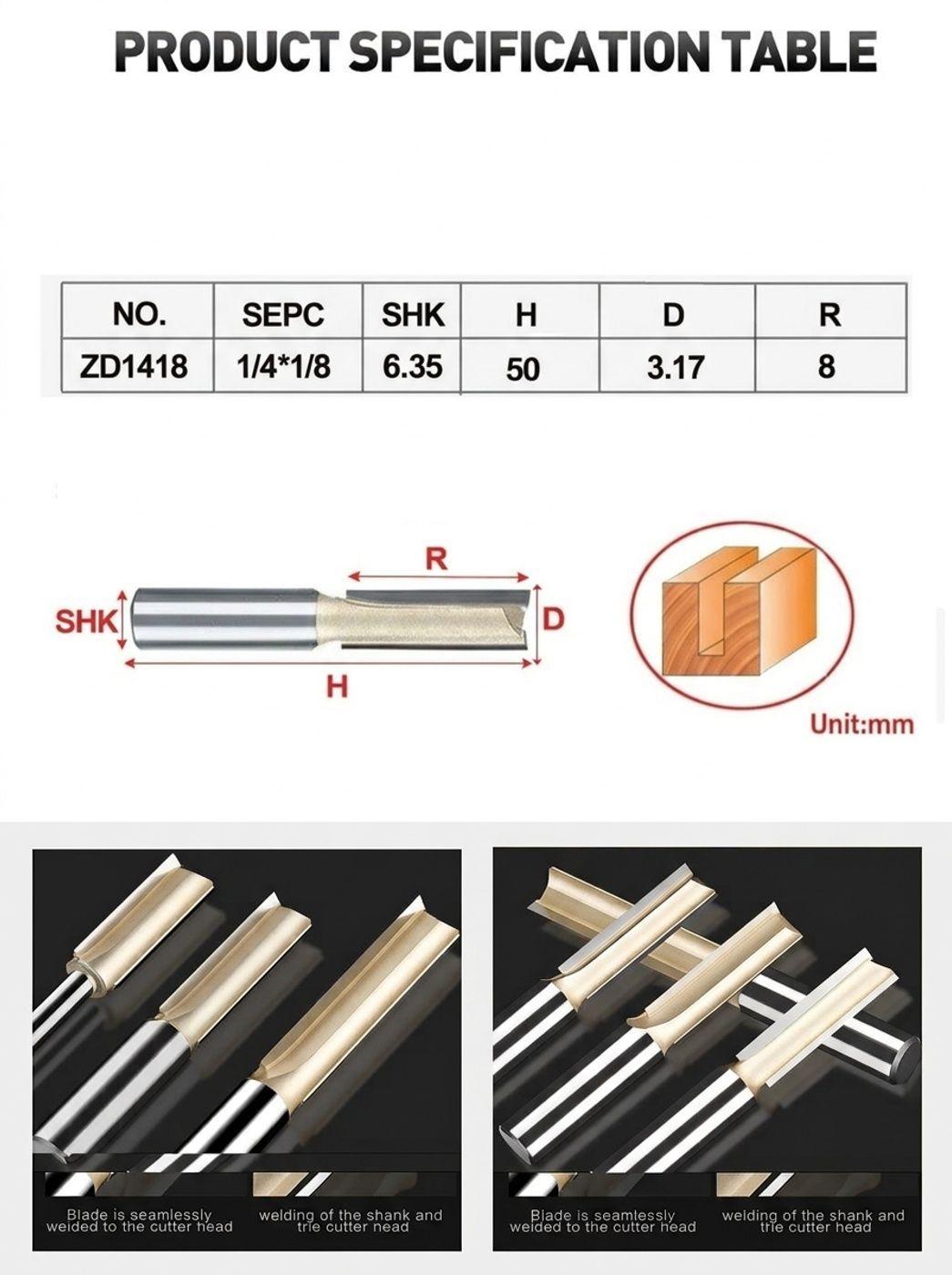 Fresa Recta De 1/4' De 3.17 X 8 Mm-2
