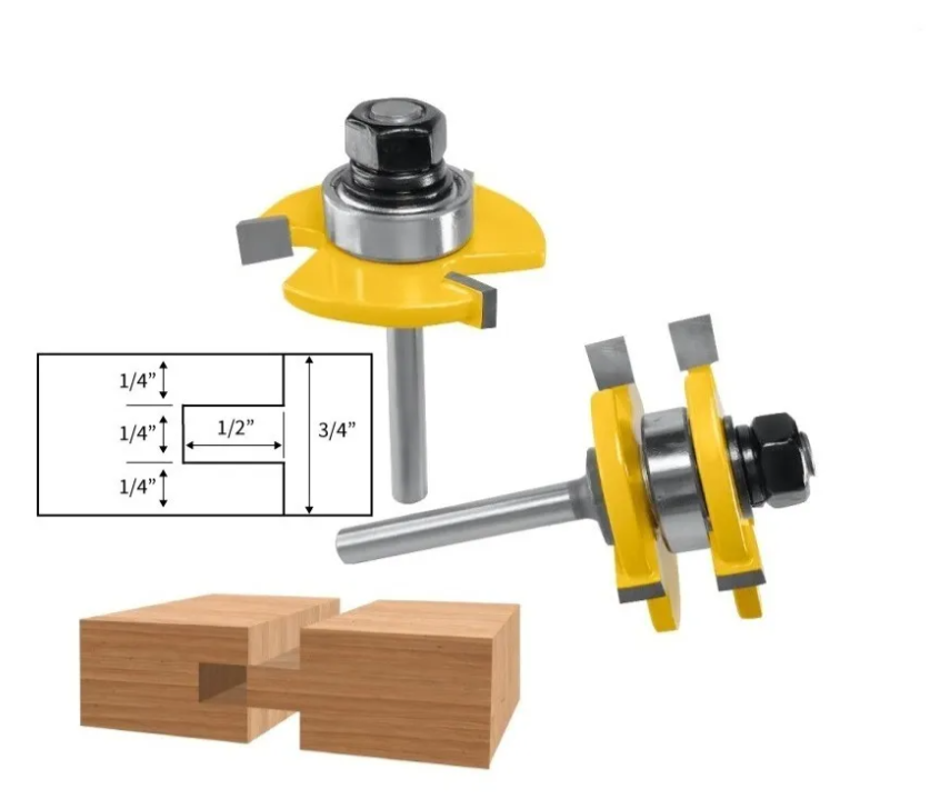 Set 2 Fresas Tupi 6 Mm Para Machihembrado Para Espesor 3/4'-2